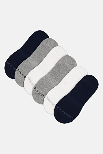 Ben Sherman Men 6 Pairs Brand Logo Silicone Heel Grip Socks, Multicolor