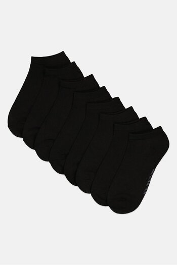 Ben Sherman Men 8 Pairs Brand Logo Ankle Cut Socks, Black