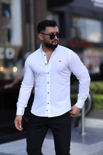 Klothy Чоловіча сорочка з 100% бавовни, прати в пральній машині, slim fit, літня 031