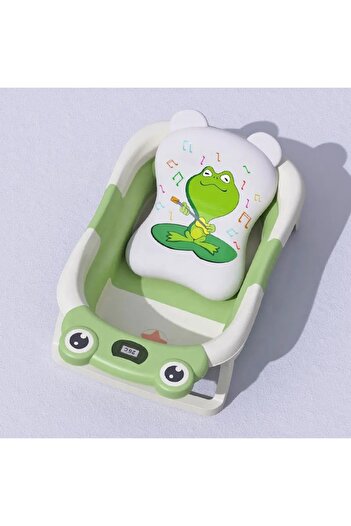 Little Mom Little Mom Grey Frog ultra-foldable baby bath, with removable soft cushion, thermometer display
