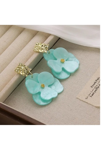 mos&more French Style Gold Blue Steel Stud Earrings