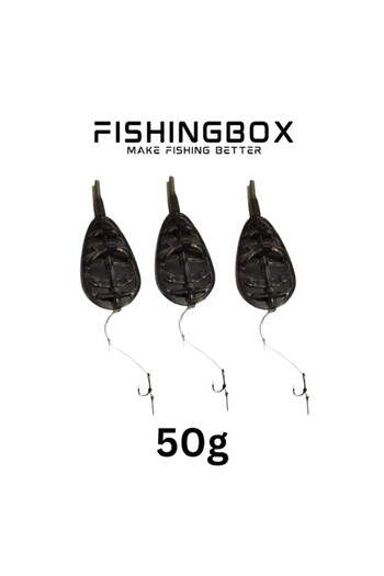 FISHINGBOX MAKE FISHING BETTER Set of 3 Method Feeder Rigs with Spin 50g
