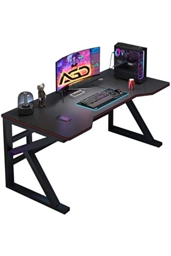 AGD Modern Black Computer Desk 120cm x 60cm for Bedroom Long Gaming Desk Home Office Study Writing D