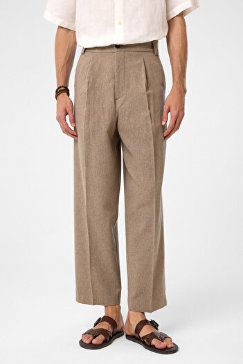 Antioch Brown High Waist Pleated Relax Fit Men's Trousers