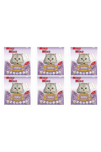MIAU MIAU Pachet 6 x Nisip pentru pisici MIAU MIAU Tofu LAVANDA 6L