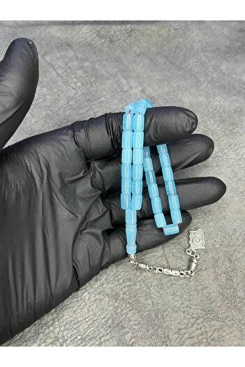 Mos Tespih Ice Blue High-End Crimping Amber Prayer Beads