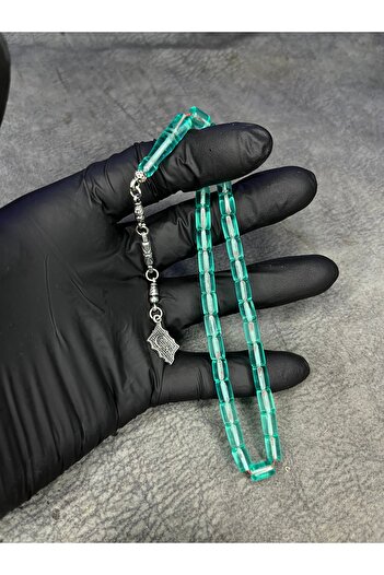 Mos Tespih Wrist Length Water Green Crimping Amber Prayer Beads