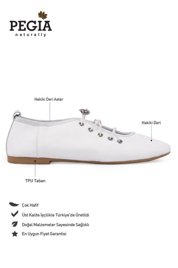 Pegia Genuine Leather Lace-Up Ballerinas Dg6047