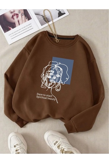 x-compass life Unisex Crewneck Φούτερ Γυναικεία/Κορίτσια Φούτερ Γυναικείο Πρόσωπο Εκτυπωμένο