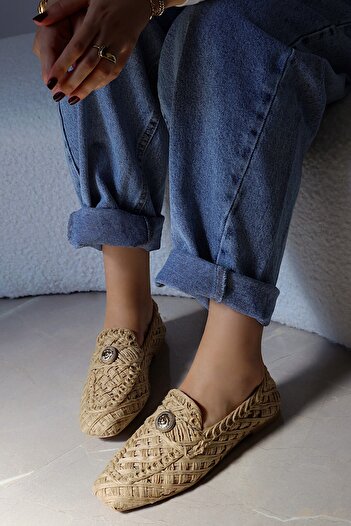 POLKA STORE Basic Mesh Πλεκτά τετράγωνα γυναικεία παπούτσια Loafer Slipon Ballerina Mary Jane