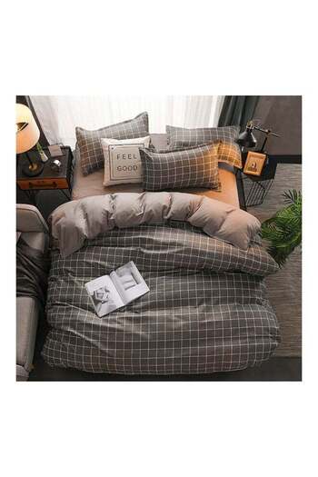 Generic طقم سرير بتصميم هندسي من القطن متعدد الألوان، مكون من 4 قطع