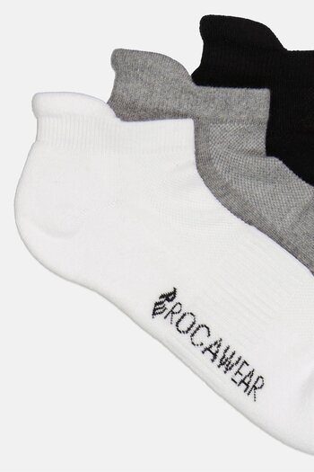Rocawear Men 3 Pairs Brand Logo Ankle Socks, Multicolor