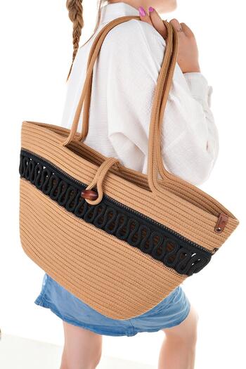 Aymood Women's Straw Bag Hand Braided Jute Straw Shoulder Beach Bag