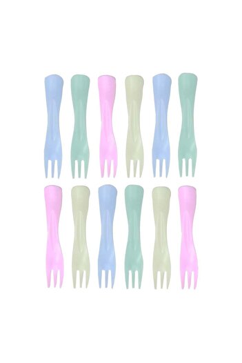 OEM Set of 12 colorful party forks, reusable, plastic, 11 cm, 2260-19