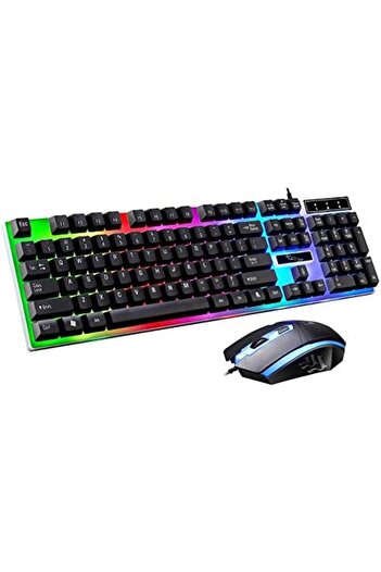 Türkiye G21 Keyboard Wired USB Gaming Mouse Flexible Polychromatic LED Lights Computer Mechanical Feel Backl