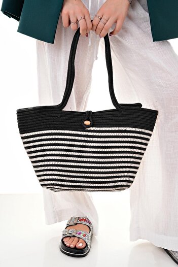 Aymood Women's Straw Bag Hand Braided Jute Straw Shoulder Beach Bag