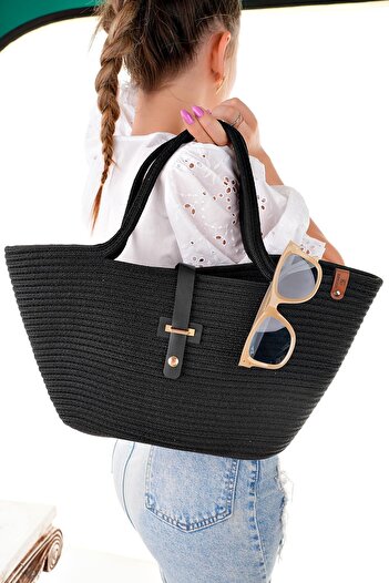 Aymood Women's Straw Bag Hand Braided Jute Straw Shoulder Beach Bag