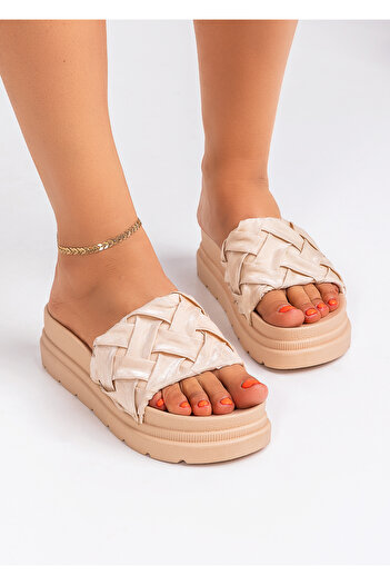 starlike Women's nude platform slippers A094