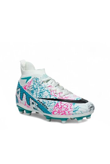LALİGA 565 White Turquoise Patterned Socks Unisex Football Shoes