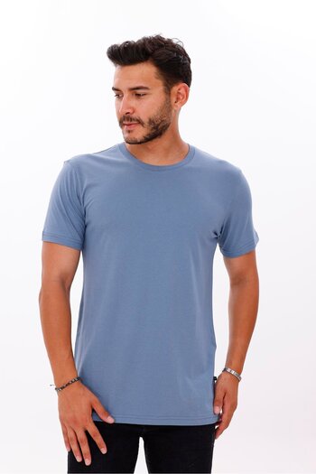 yakamor Men's Compact Combed Cotton Crew Neck T-Shirt