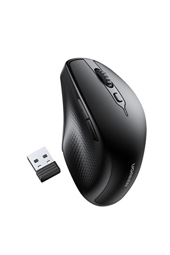 Ugreen Mouse wireless ergonomic și silențios, 2x AA - negru
