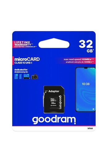 Goodram Card de memorie Microcard 32GB micro SD HC UHS-I clasa 10 + adaptor SD