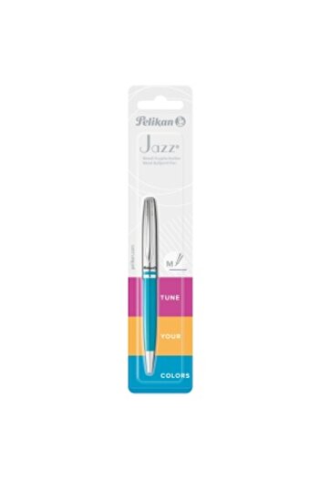 Pelikan Pix cu bilă Jazz Classic din metal, material metal, culoare petrol, cerneală albastră, blister