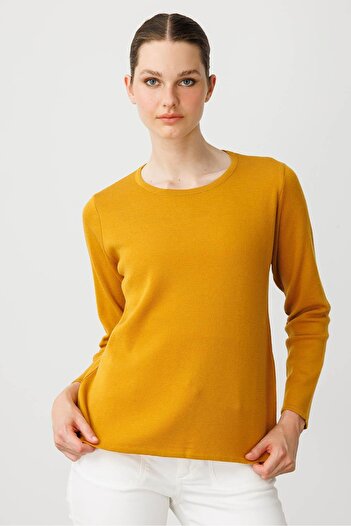 Desen Triko Women's Crew Neck Long Sleeve Basic Wool Blouse K.Bal