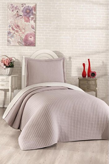 Çeyiz Diyarı Elisa Filled Double Sided Single 180X240 cm Bedspread Beige