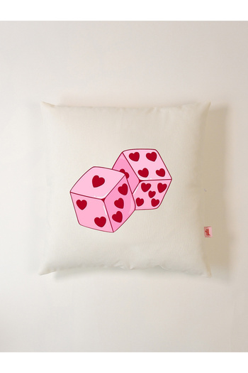 Galia Tasarım Rollie - Heart Dice Patterned Pillow Case 45X45 cm