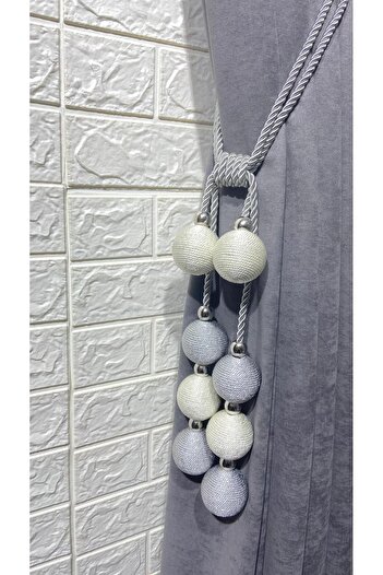 Helezoni Curtain Accessory Curtain Collection Arm with 8 Balls Beaded Luxury Accessory 1 Piece Corner Installation