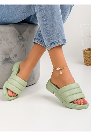 starlike Women's green platform slippers A114