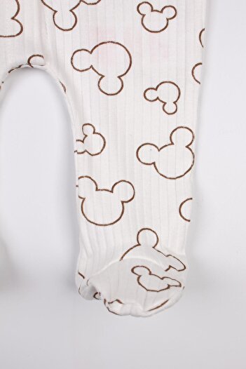 Mini Ropa Newborn Booties Jumpsuit Mouse Printed Snap Fastener Baby Romper