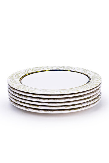 Edessa Ceramic Elana 27Cm Round Dinner Plate, White (Set of 6)