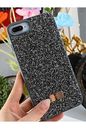 Go Aksesuar iPhone 6 Plus 7 Plus and 8 Plus Compatible Diamond Design Stone Sparkling Shiny Diamond Silicone Case