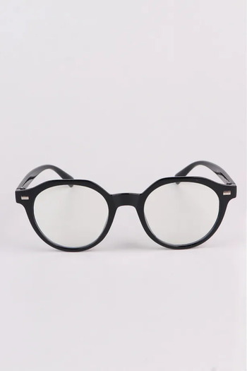 MACERATİ Pentini Unisex Black Oval Frame Clear Glass Sunglasses