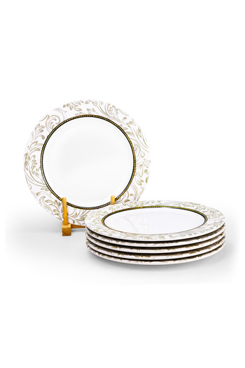 Edessa Ceramic Elana 27Cm Round Dinner Plate, White (Set of 6)
