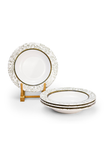 Edessa Ceramic Elana 22Cm Round Soup Plate, White (Set of 4)