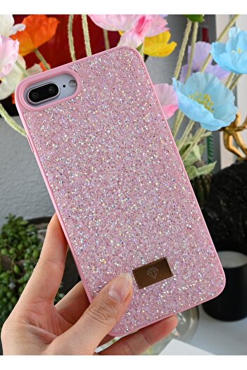 Go Aksesuar iPhone 6 Plus 7 Plus and 8 Plus Compatible Diamond Design Stone Sparkling Shiny Diamond Silicone Case