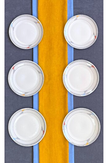 Erbaşlar Luxury Ceramic Never Pattern Cake Set for 6 People Serving Plate (26 cm)