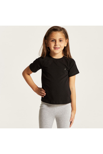 Juniors Solid Crew Neck T-shirt with Short Sleeves