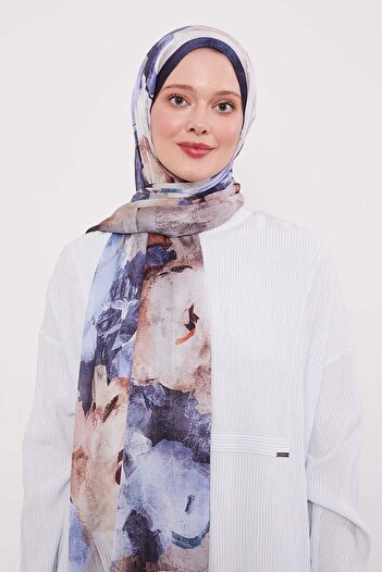 Levidor Abstract Flower Pattern Indian Silk Shawl