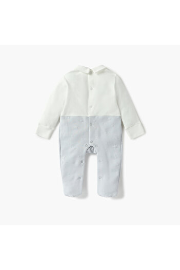 giggles Bear Applique Closed Feet Sleepsuit with Long Sleeves