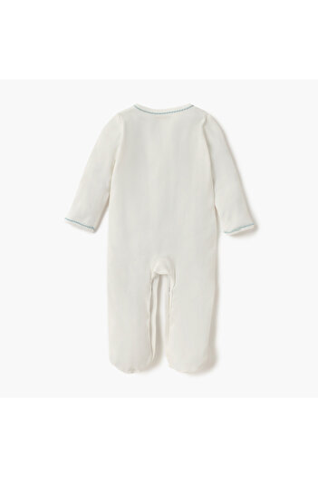 giggles Embroidered Closed Feet Sleepsuit with Button Closure