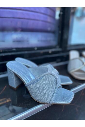 MİSS PARK MODA Silvery Thick Heel Slippers