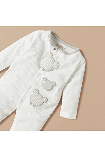 giggles Bear Applique Closed Feet Sleepsuit