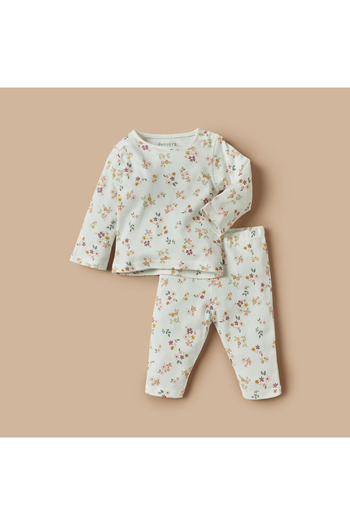 Juniors All-Over Floral Print T-shirt and Pyjama Set