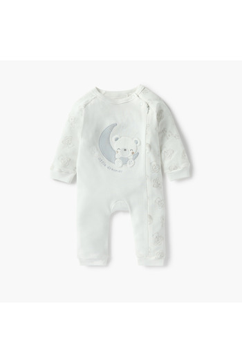 giggles Bear Applique Sleepsuit with Long Sleeves