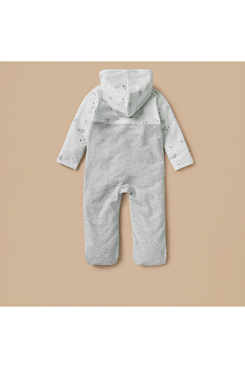 Juniors Sheep Print Hooded Sleepsuit with Snap Button Closure