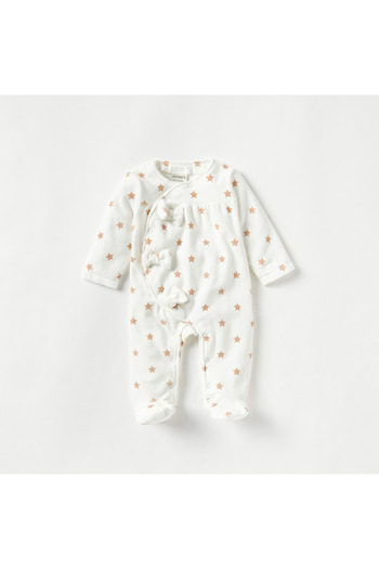 Juniors All-Over Star Print Closed Feet Sleepsuit with Long Sleeves